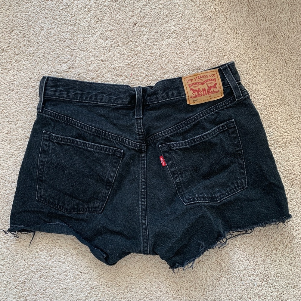 Classic Black Levi’s 501 Denim Jean cutoff shorts